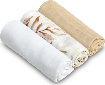 Pelenë muslini Sensillo Muslin Diapers, set me 3 copa, 70x80cm, e bardhë
