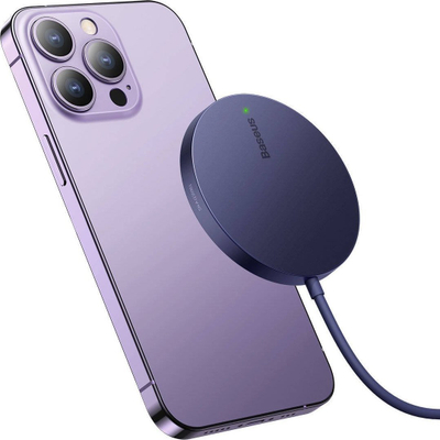 Karikues wireless magnetik Baseus, 15W, Qi Qi2, i bardhë
