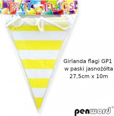 Girlandë dekorative me flamuj, 27.5cm x 10m, e verdhë e hapur