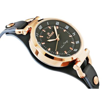 Orë dore për femra G.Rossi 3652A2-1B3, mekanizëm quartz, rrip lëkurë, gri