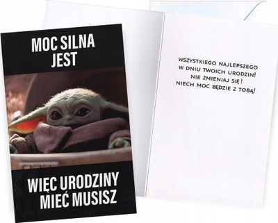 Kartolinë ditëlindjeje Star Wars Baby Yoda, me zarf, shumëngjyrëshe