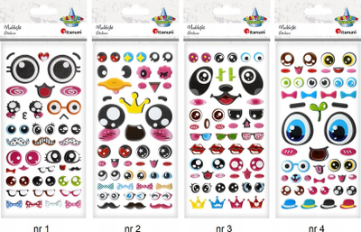 Ngjitësa dekorativë Titanum Convex Stickers Eyes, sy 3D, për projekte DIY, me ngjyra nga të gjitha