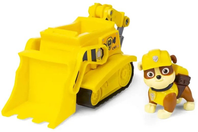 Lodër buldozer PAW Patrol Rubble, me figurë për koleksion, për kalamaj 3+, e verdhë