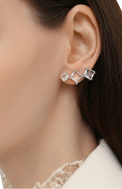Vathë për femra Swarovski, të argjendtë/transparent