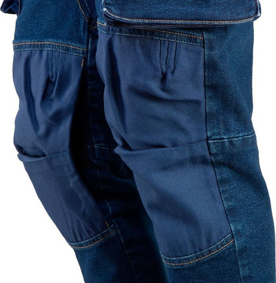 Pantallona pune Neo Work Denim me përforcime te gjunjët, masa XL, blu