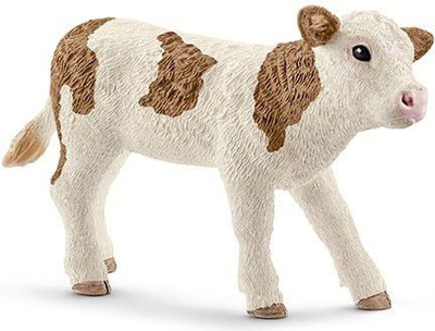Set lodrash Schleich Farm World Simmental Calf, 5 copë, plastikë, kafe dhe e bardhë