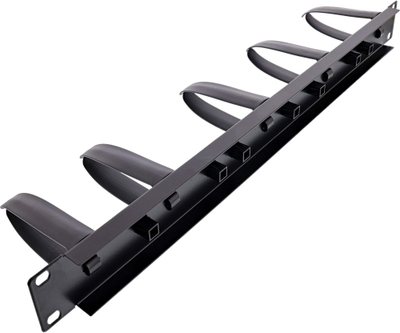 Panel për rregullim kabllosh InLine 19", 1U, me kllapa plastike, i zi