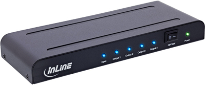 HDMI Сплитер InLine, 4 порти, 4K 60Hz, црн