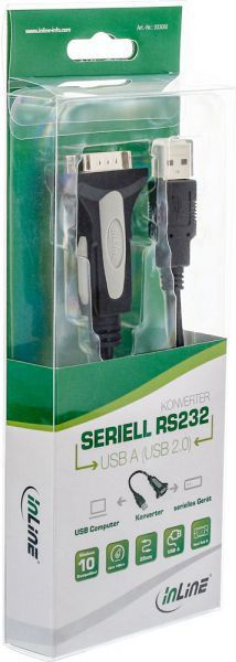 Kabllo USB InLine USB A në RS 232, adapter serial, 0.25m, i zi