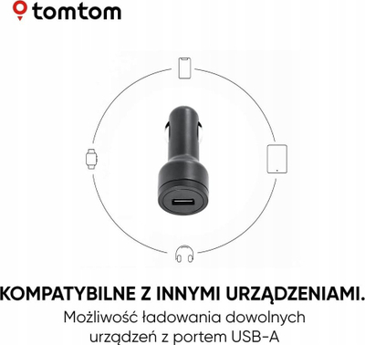 Полнач за автомобил TomTom, со USB кабел, за навигатори 7\", црн