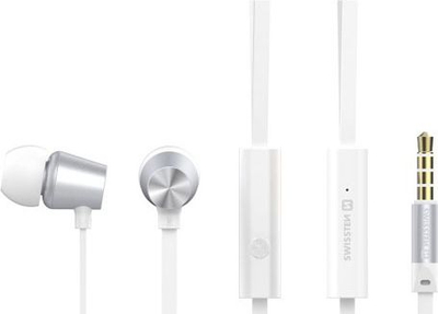 Жичани слушалки Swissten Dynamic YS500, 3.5mm, со микрофон, бели сребрени