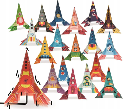 Set origami Ludattica Easy Origami Rockets, 18 raketa letre, 6+