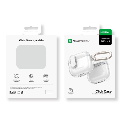 Futrollë për kufje AmazingThing Minimal, për AirPods 4, TPU, transparente