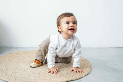 Papuçe foshnje Baobaby Leo, lëkurë, madhësia M, bezhë