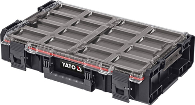 Organizues veglash Yato System Organizer XL, 6 kontenierë, kapak i tejdukshëm, i zi