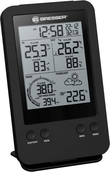 Метеоролошка станица Bresser Pro 3 во 1, екран 15.5 см, безжична, црна