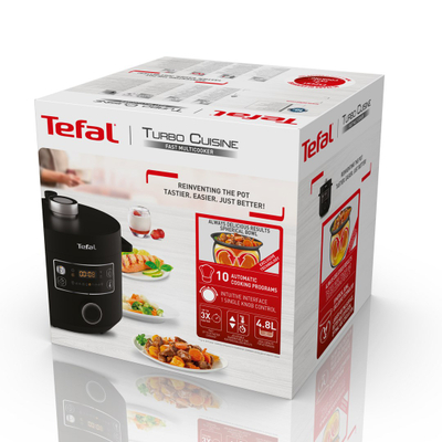 Tenxhere multifunksionale Tefal CY7548 Turbo Cuisine, elektrike me presion, 10 programe automatike, inox