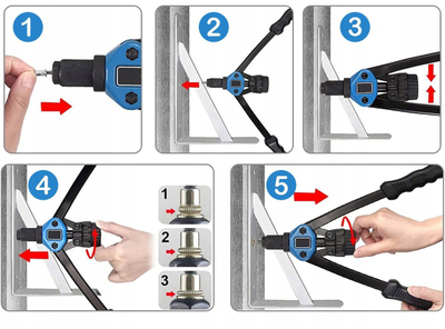 Riveter për bulona të verbër Rockforce, 320mm, M3 M10, i zi