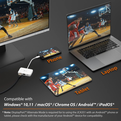 Адаптер USB C J5create JCA351 N, HDMI 4K, Етернет, Power Delivery, бел