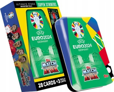 Kuti booster për karta futbolli Topps Match Attax EURO 2024 Shining Stars, për tu mbledh, metalike