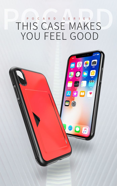 Mbulesë telefoni Dux Ducis Pocard Series për iPhone XS Max, xhep karte, e kuqe