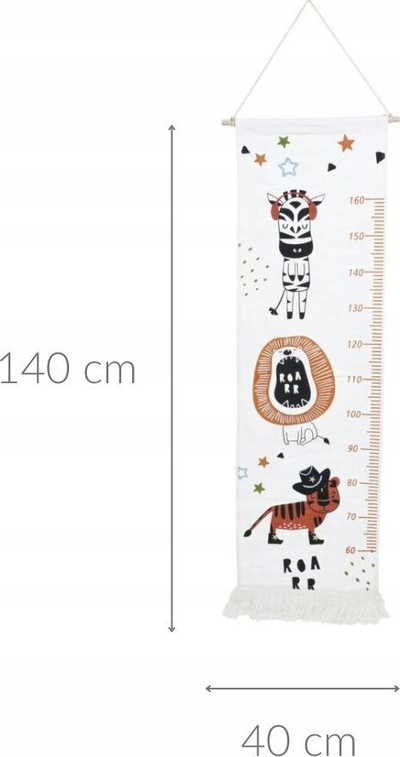 Grafik rritjeje për mur Home Styling Collection, tekstil me pupla, 40 x 140 cm