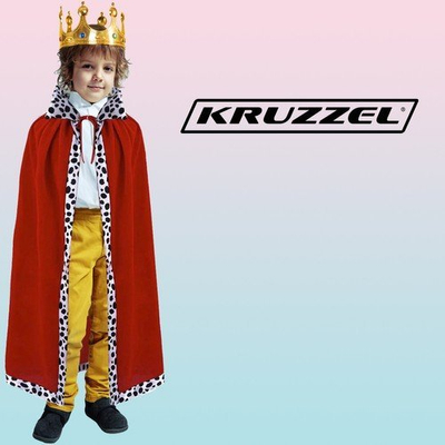 Kostum mbreti për kalamaj King, pelerinë 92cm, skeptër edhe kurorë, i kuq
