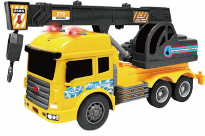 Lodër kamion vinç L&amp;S Crane, 27cm, shkalla 1/14, i verdhë