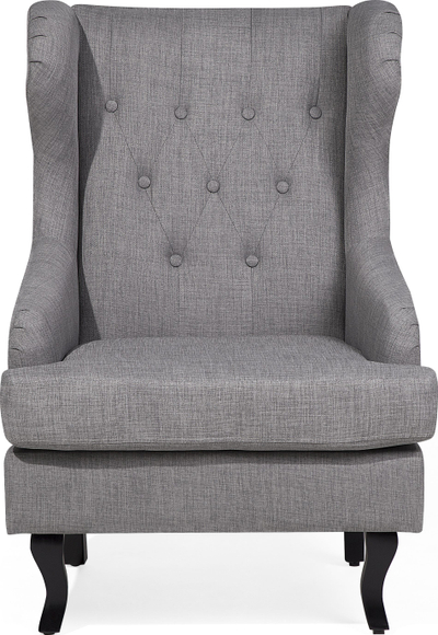 Poltron krahësh ALTA Wingback, pëlhurë, këmbë druri, gri