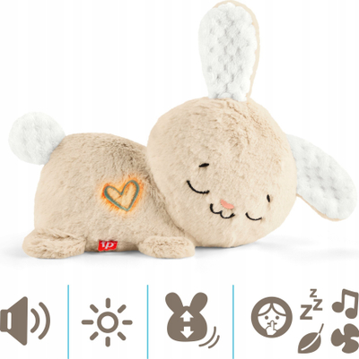 Lodër pelushi Fisher Price Soothe and Settle Bunny, aparat zanor portativ, me dritë qetësuese, shumëngjyrëshe