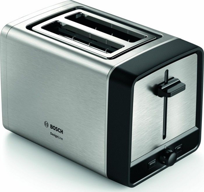 Toaster Bosch TAT5P420DE, për 2 feta buke, 970W, i zi me argjend