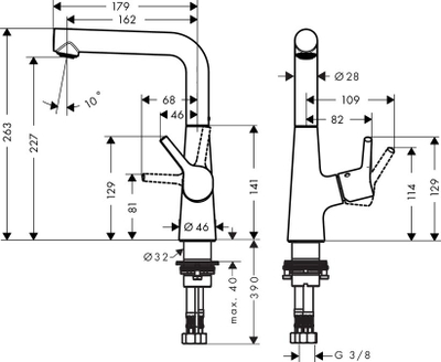 Bateri lavamani Hansgrohe Talis S 210, njëlevëshe, krom
