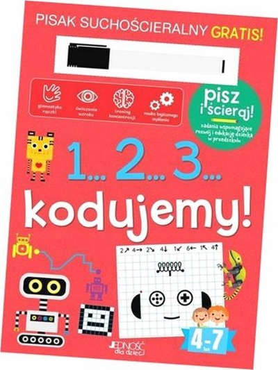 Libër me aktivitete 1...2...3... We Code, me marker që fshihet
