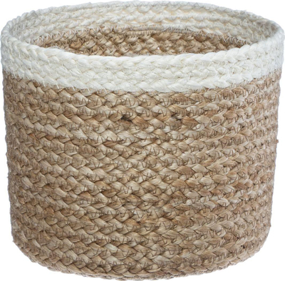 Set shporta dekorative H&amp;S Decoration, 3 copë, jute natyrale, të bardha