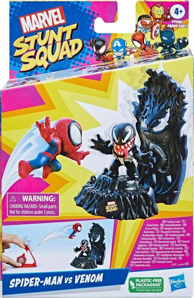 Set lojrash Marvel Stunt Squad Spider Man kundër Venom, me figurina 1.5\", për kalamaj 4+