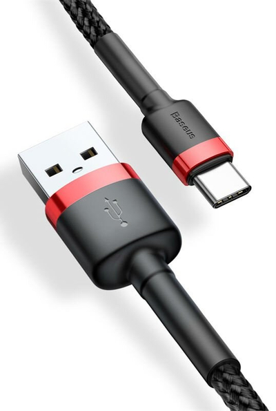 Kabllo USB Baseus Cafule USB A në USB C, 2m, e zezë kuqe