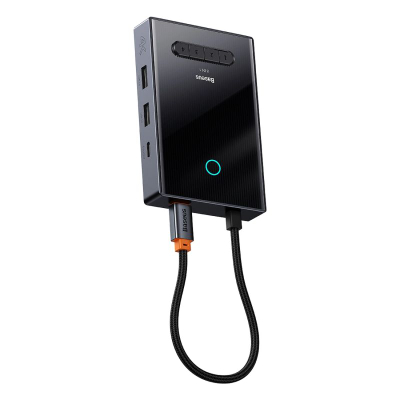 Hub USB C Baseus PioneerJoy 8 në 1, 100W PD, HDMI 4K, gri