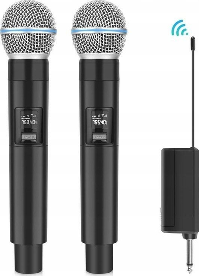 Mikrofonë wireless Puluz PU644B, 2x dinamik UHF, 30m, me marrës 3.5mm dhe 6.35mm