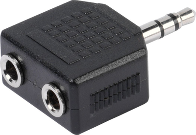 Adaptor audio Vivanco Y, stereo 3.5mm, 1x mashkull 2x femër, i zi