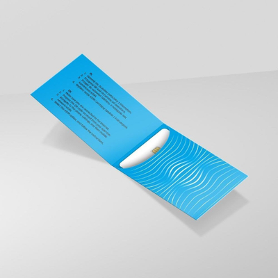 Fletëpalosje me xhep për reklamë, format i vogël, dizajn modern blu