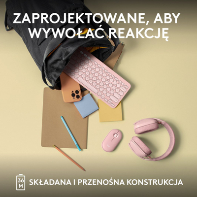 Тастатура Logitech Pebble, wireless, US INTL, розева
