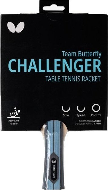 Raketë pingpongu Butterfly Challenger, sfungjer 1.7 mm, goma Addoy, shumëngjyrëshe