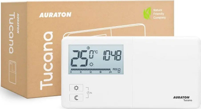 Termostat i përmur Auraton Tucana, programim javor, ekran LCD, i bardhë
