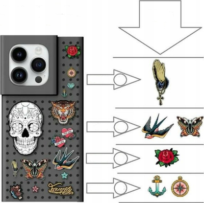 Mbulesë telefoni Pinifit Pinit Dynamic Tattoo për iPhone 13/14 6.1\", model me pattern, e zezë