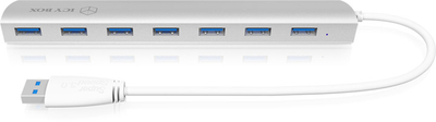 USB Hub Icy Box, 7x USB 3.0, e argjendtë