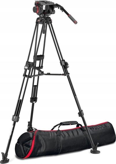 Tripod video Manfrotto 509 Pro me 645 Fast Twin Alu, kokë fluide, alumin, i zi