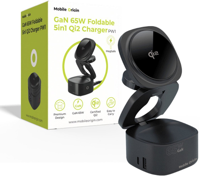 Karikues shumëpërdorimshëm Mobile Origin PW1, 65W GaN, 5 në 1 Qi2, i bardhë