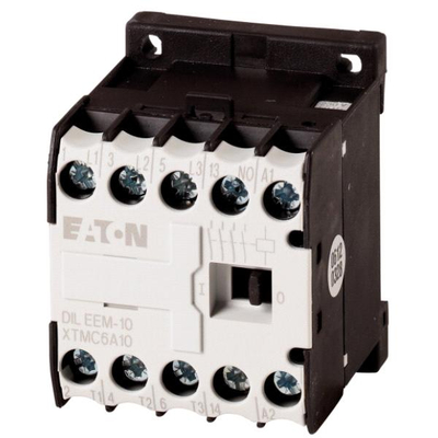 Kontaktor Eaton DIL EEM 10, 3-polësh, spiralë 230V AC, 6.6A, i zi