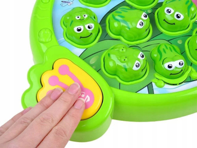 Lodër shkathtësie muzikore frog, me çekan, plastike, jeshile
