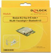 Adapter rrjeti DeLock M.2 Key A+E, WLAN 11ac dual band, Bluetooth 4.0